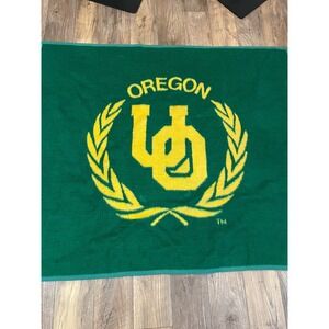 Vintage Biederlack Oregon Ducks Stadium Blanket Green Yellow USA Made